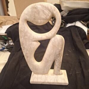 Vintage Hand Carved Marble Modernist Sculpture Shona Art "Thinker" 11 inch tall
